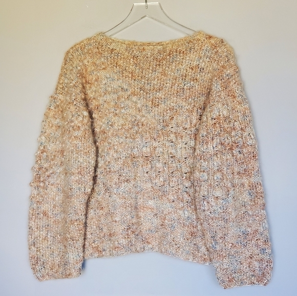 Unbranded Handmade Chunky Bobble Stitch Knit Neutral Long Sleeve Sweater - Picture 6 of 7